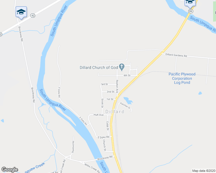 map of restaurants, bars, coffee shops, grocery stores, and more near 252 3rd Street in Dillard