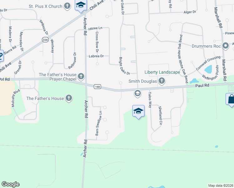 map of restaurants, bars, coffee shops, grocery stores, and more near 4 Janice Drive in Rochester