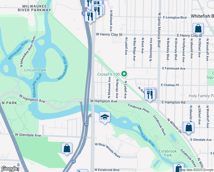 map of restaurants, bars, coffee shops, grocery stores, and more near 4865 North Mohawk Avenue in Glendale