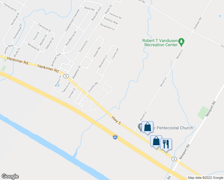 map of restaurants, bars, coffee shops, grocery stores, and more near 238 Maverick Lane in Utica