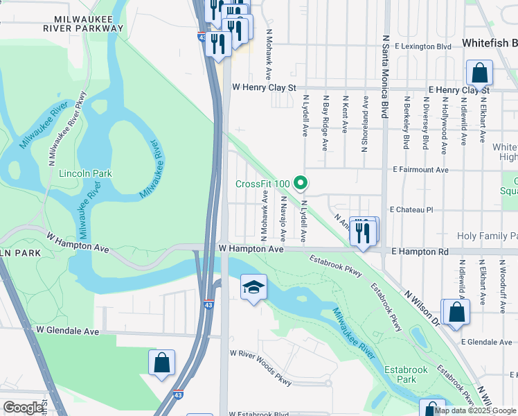 map of restaurants, bars, coffee shops, grocery stores, and more near 4865 North Mohawk Avenue in Glendale