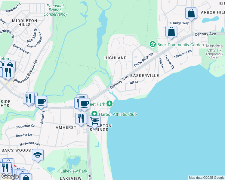map of restaurants, bars, coffee shops, grocery stores, and more near 2930 Tomahawk Court in Middleton