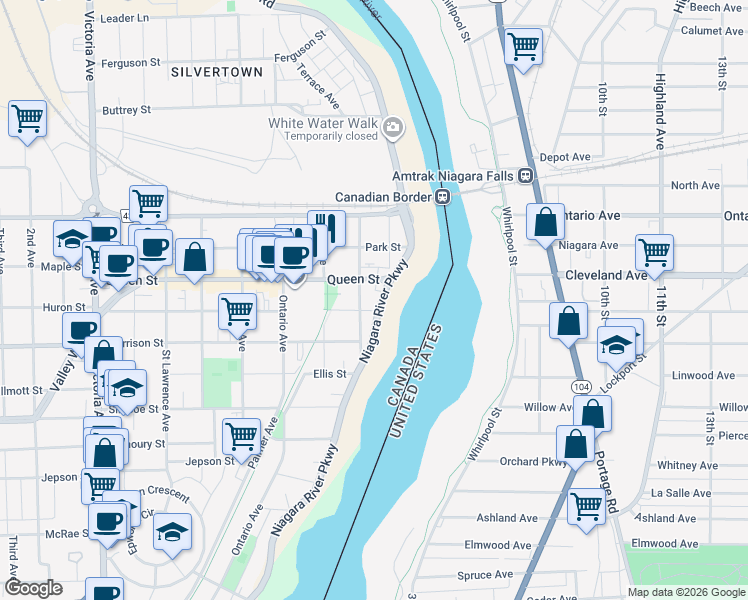 map of restaurants, bars, coffee shops, grocery stores, and more near in Niagara Falls