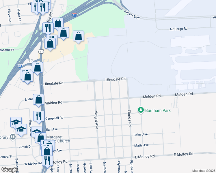 map of restaurants, bars, coffee shops, grocery stores, and more near 610 Plymouth Avenue in Syracuse