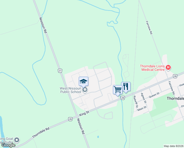 map of restaurants, bars, coffee shops, grocery stores, and more near 78 Nicoles Trail in Thorndale