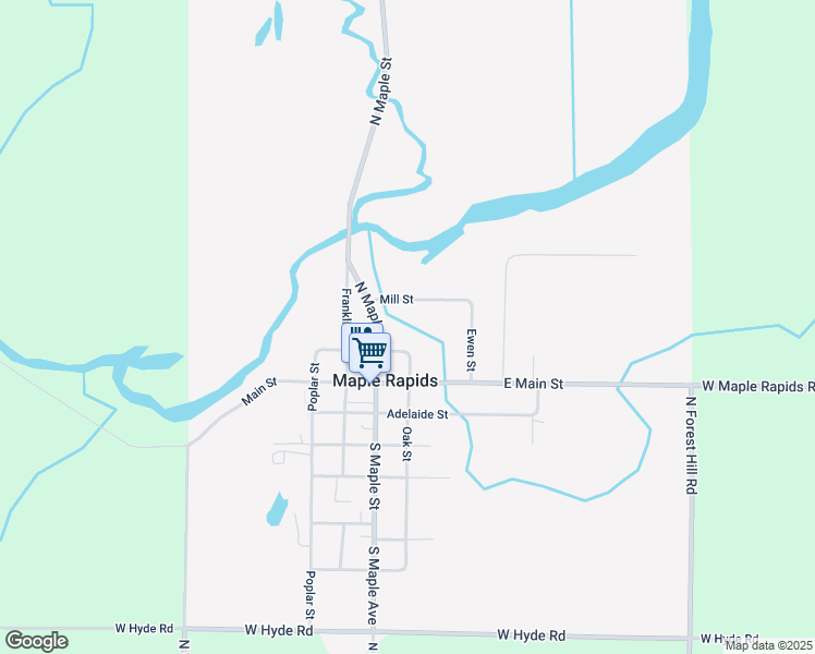 map of restaurants, bars, coffee shops, grocery stores, and more near in Maple Rapids