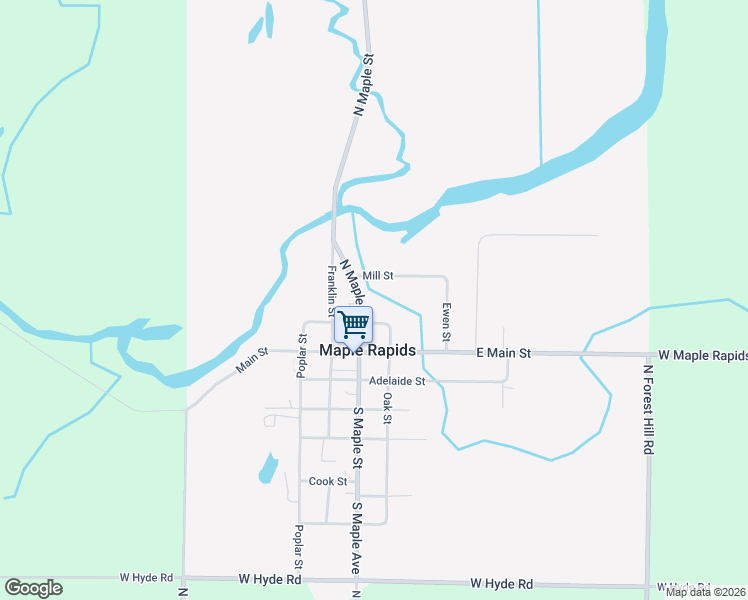 map of restaurants, bars, coffee shops, grocery stores, and more near in Maple Rapids