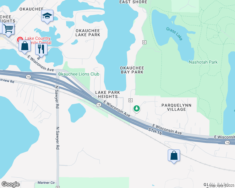 map of restaurants, bars, coffee shops, grocery stores, and more near N48W34086 Jaeckles Drive in Nashotah