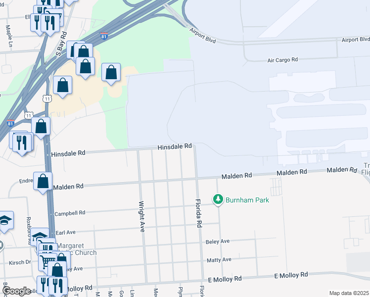 map of restaurants, bars, coffee shops, grocery stores, and more near 532 Hinsdale Road in Syracuse