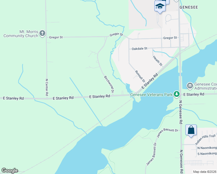map of restaurants, bars, coffee shops, grocery stores, and more near 7047 Birchwood Drive in Mount Morris