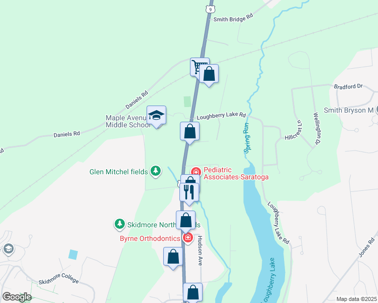 map of restaurants, bars, coffee shops, grocery stores, and more near 526 Maple Avenue in Saratoga Springs