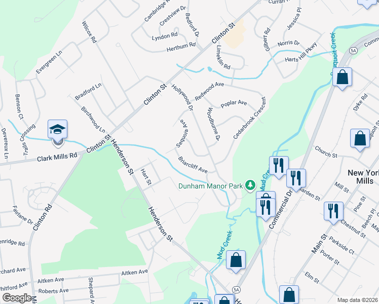 map of restaurants, bars, coffee shops, grocery stores, and more near 8 Buttonball Rd in Whitesboro