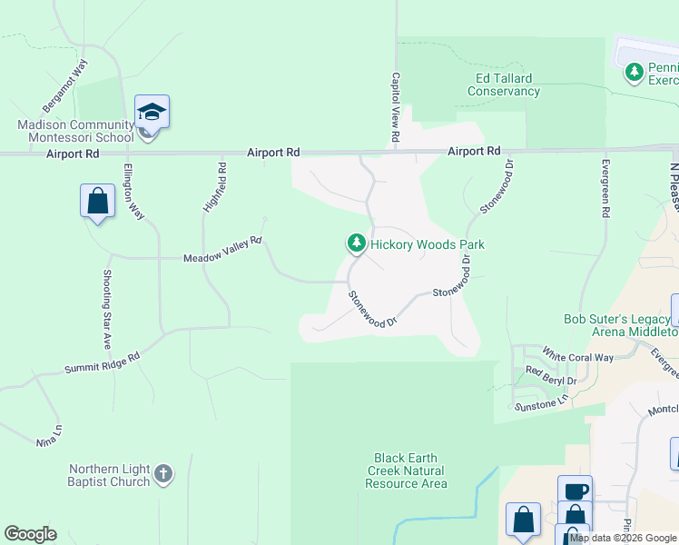 map of restaurants, bars, coffee shops, grocery stores, and more near 7312 Meadow Valley Road in Middleton