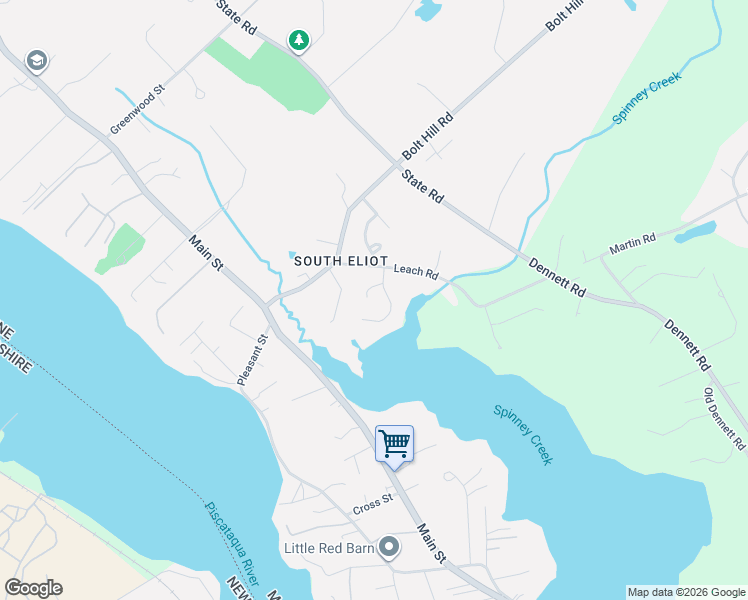 map of restaurants, bars, coffee shops, grocery stores, and more near 8 Spinney Creek Road in Eliot