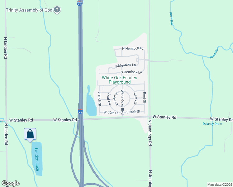 map of restaurants, bars, coffee shops, grocery stores, and more near 7095 Acorn Circle in Mount Morris