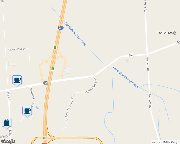 map of restaurants, bars, coffee shops, grocery stores, and more near 6889 Collamer Road in East Syracuse