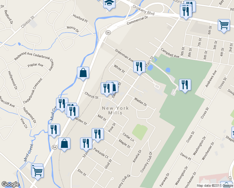 map of restaurants, bars, coffee shops, grocery stores, and more near 31 Sauquoit St in New York Mills