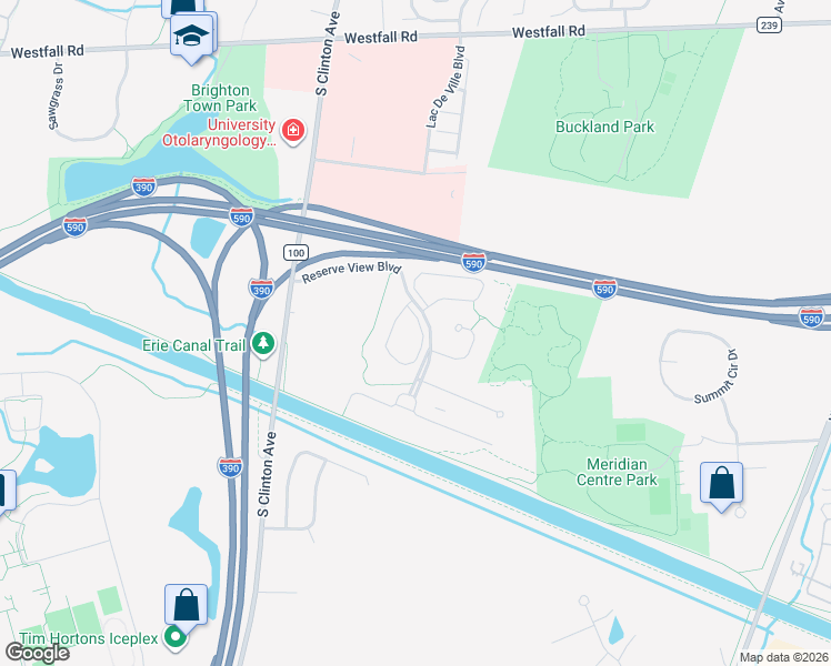 map of restaurants, bars, coffee shops, grocery stores, and more near 245 Cos Grande Heights in Rochester