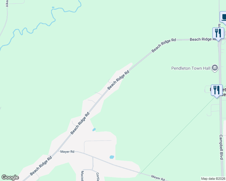 map of restaurants, bars, coffee shops, grocery stores, and more near 4698 Beach Ridge Road in Lockport