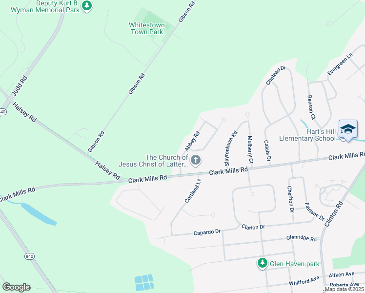 map of restaurants, bars, coffee shops, grocery stores, and more near 15 Abbey Rd in Whitesboro