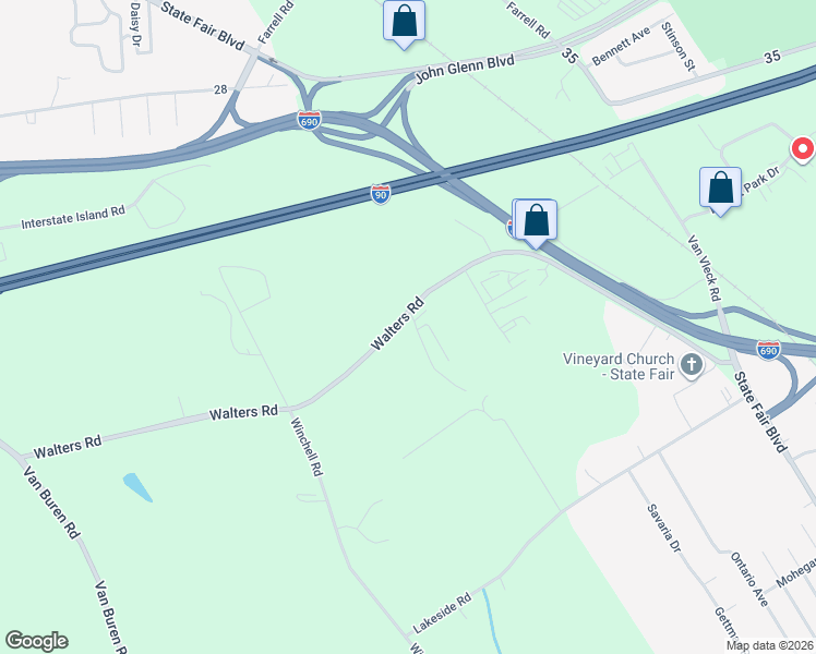 map of restaurants, bars, coffee shops, grocery stores, and more near 3538 Walters Road in Syracuse
