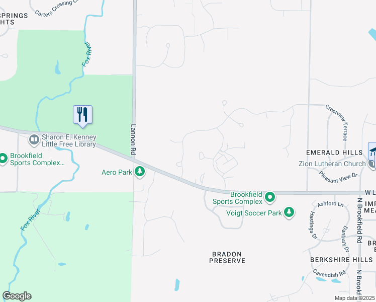 map of restaurants, bars, coffee shops, grocery stores, and more near W200N4931 Tamarind Way in Menomonee Falls
