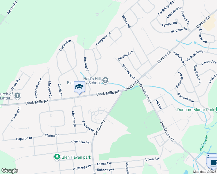 map of restaurants, bars, coffee shops, grocery stores, and more near 8551 Clark Mills Road in Whitesboro