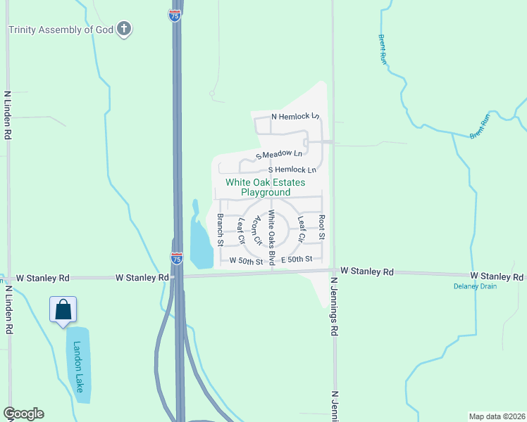 map of restaurants, bars, coffee shops, grocery stores, and more near 7095 Acorn Circle in Mount Morris