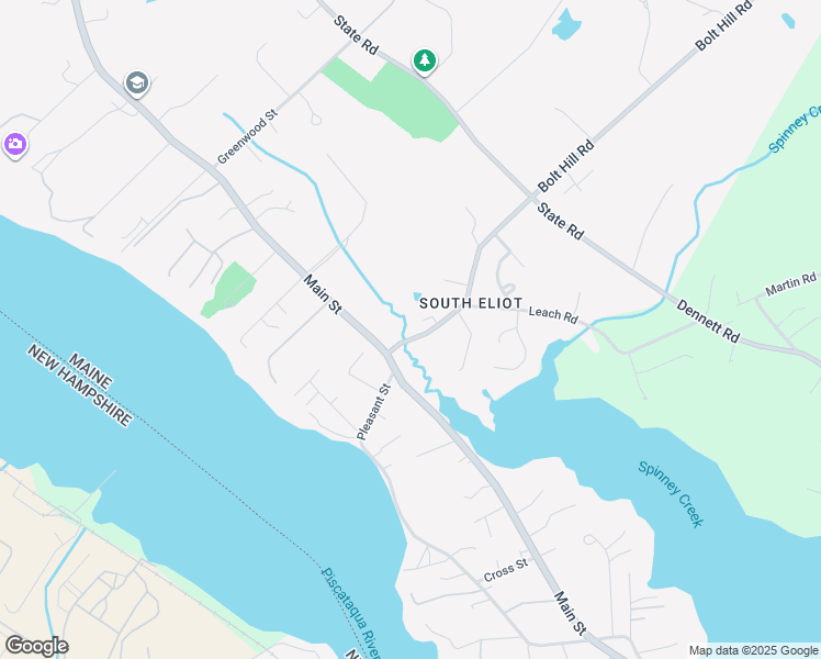 map of restaurants, bars, coffee shops, grocery stores, and more near 105 Bolt Hill Road in Eliot