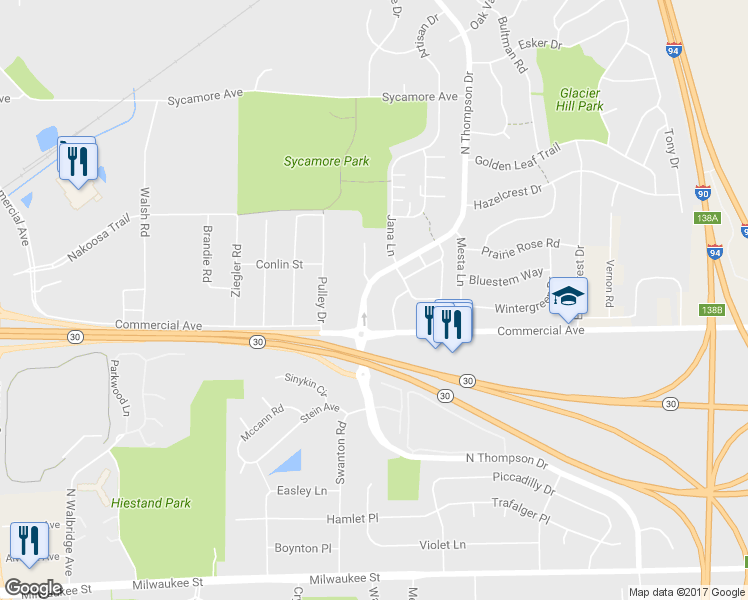 map of restaurants, bars, coffee shops, grocery stores, and more near 743 Commercial Avenue in Madison
