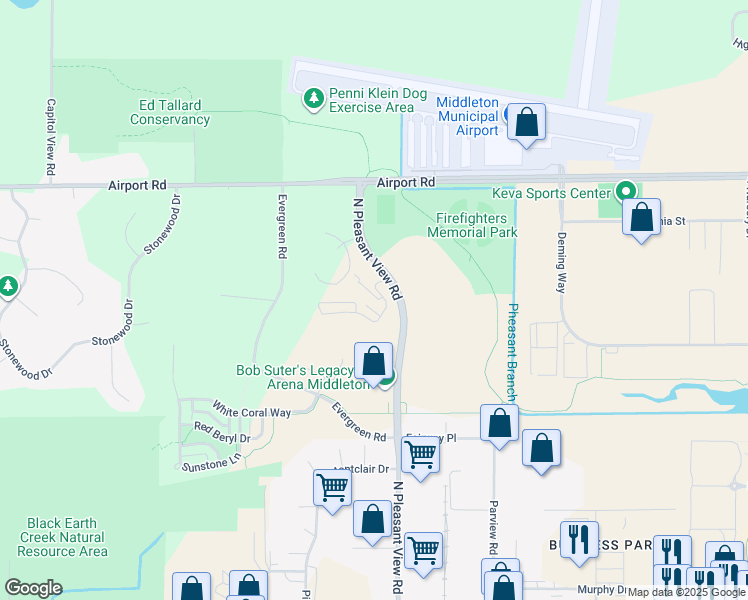 map of restaurants, bars, coffee shops, grocery stores, and more near 2836 Pleasant View Road in Middleton