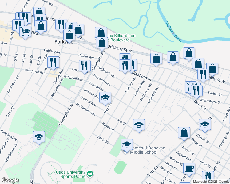 map of restaurants, bars, coffee shops, grocery stores, and more near in Yorkville
