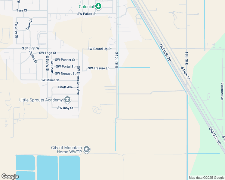 map of restaurants, bars, coffee shops, grocery stores, and more near 23 Southwest Locust Drive in Mountain Home