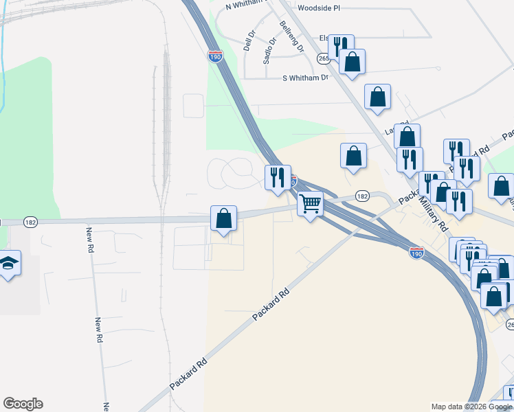 map of restaurants, bars, coffee shops, grocery stores, and more near 5910 Porter Road in Niagara Falls