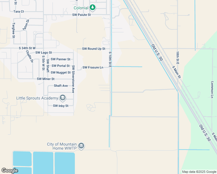 map of restaurants, bars, coffee shops, grocery stores, and more near 23 Southwest Locust Drive in Mountain Home
