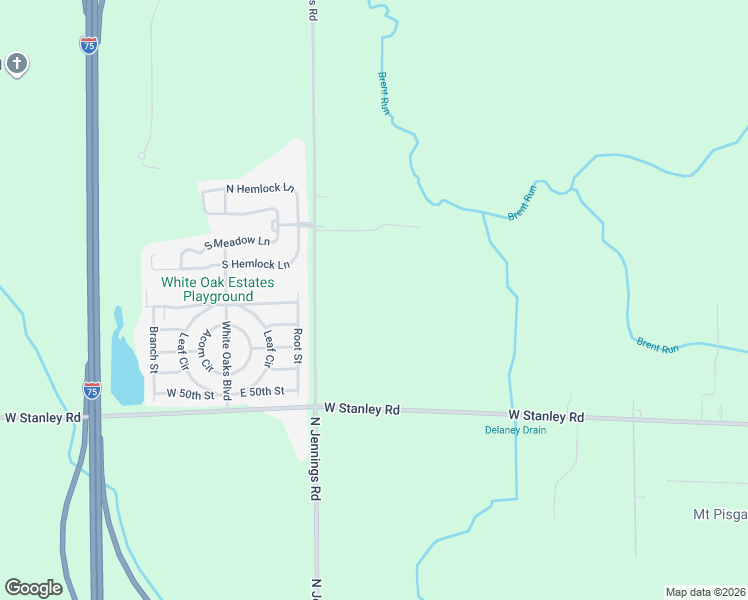 map of restaurants, bars, coffee shops, grocery stores, and more near 7158 North Jennings Road in Mount Morris