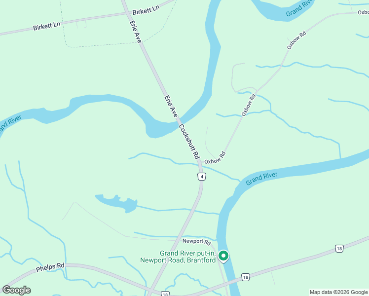 map of restaurants, bars, coffee shops, grocery stores, and more near 10 Oxbow Lane in Brantford