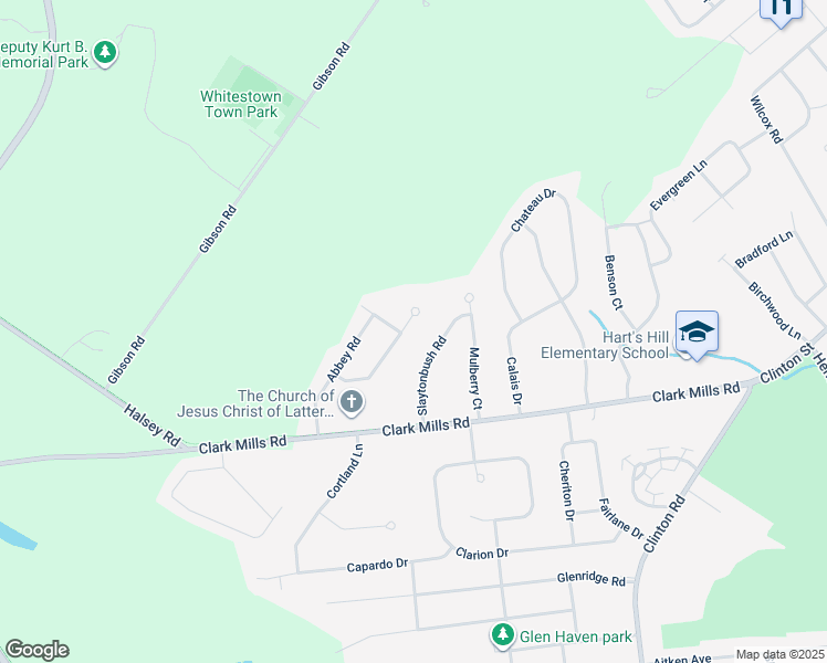 map of restaurants, bars, coffee shops, grocery stores, and more near 26 Kingsley Court in Whitesboro