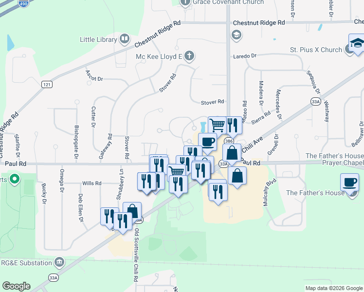 map of restaurants, bars, coffee shops, grocery stores, and more near 14 Sleepy Hollow in Rochester
