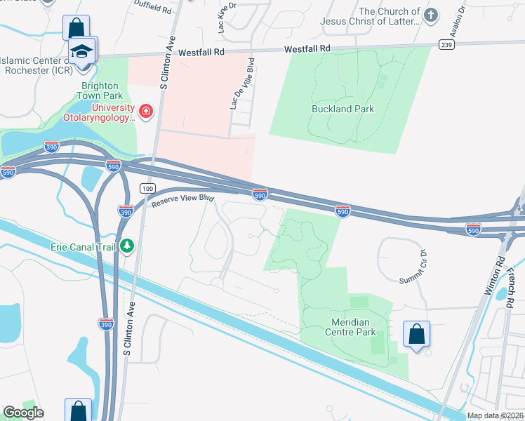 map of restaurants, bars, coffee shops, grocery stores, and more near 236 Bretlyn Circle in Rochester