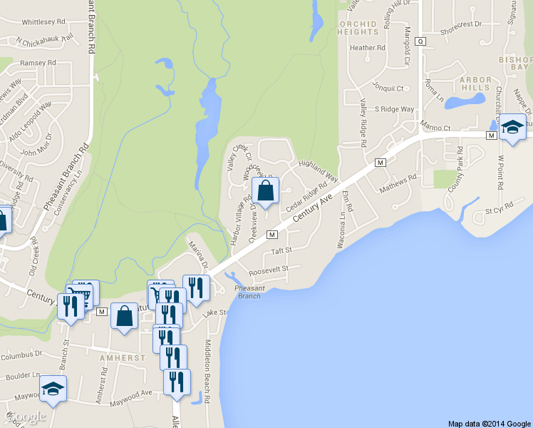 map of restaurants, bars, coffee shops, grocery stores, and more near 5830 Highland Terrace in Middleton
