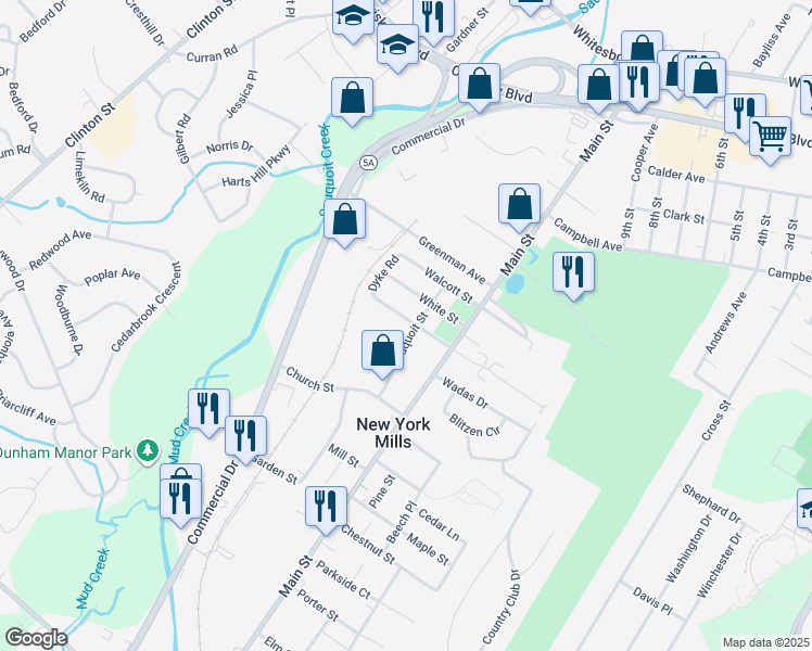 map of restaurants, bars, coffee shops, grocery stores, and more near 16 Sauquoit Street in New York Mills