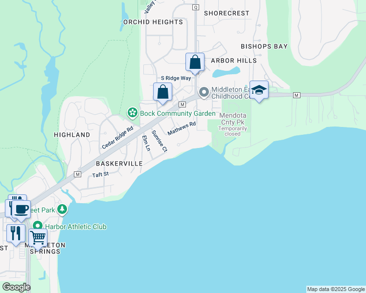 map of restaurants, bars, coffee shops, grocery stores, and more near 3009 Dianne Drive in Middleton