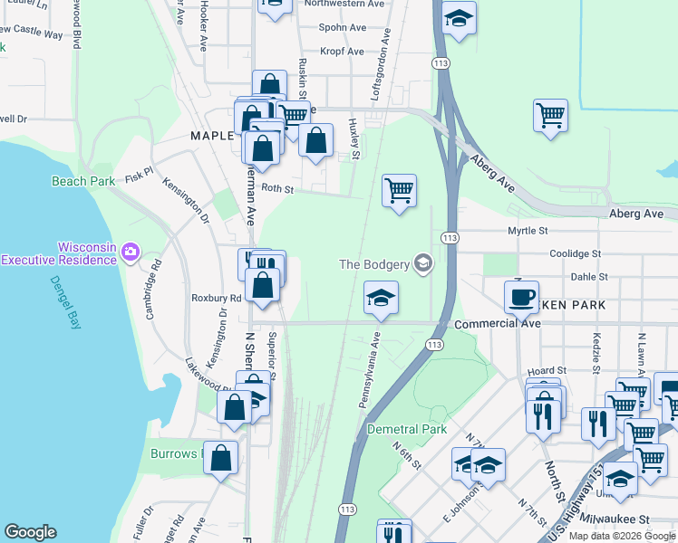 map of restaurants, bars, coffee shops, grocery stores, and more near 705 Ruskin St in Madison