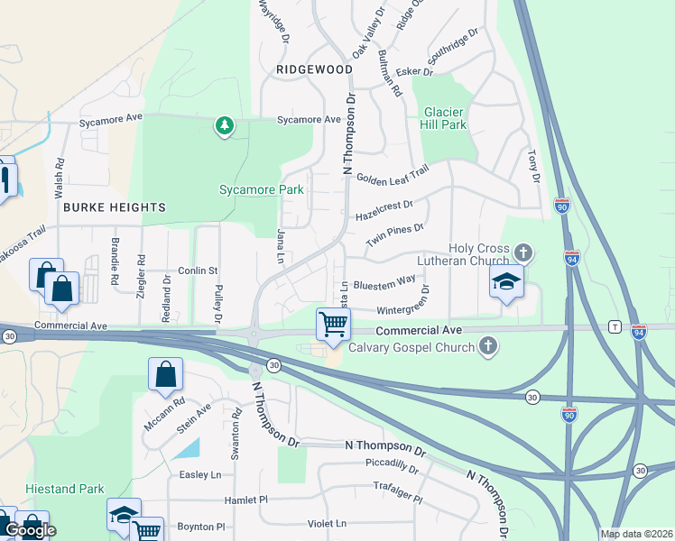 map of restaurants, bars, coffee shops, grocery stores, and more near 726 Mesta Lane in Madison