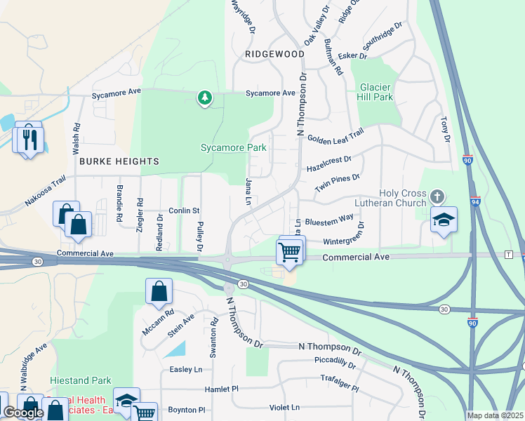 map of restaurants, bars, coffee shops, grocery stores, and more near 801 North Thompson Drive in Madison
