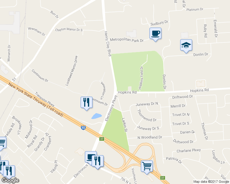 map of restaurants, bars, coffee shops, grocery stores, and more near 22 Hopkins Rd in Liverpool