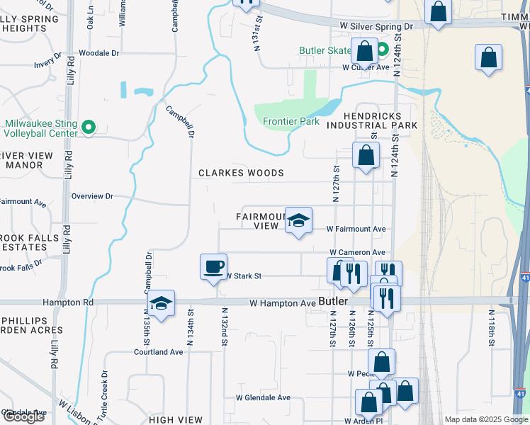 map of restaurants, bars, coffee shops, grocery stores, and more near 13015 West Colfax Place in Butler