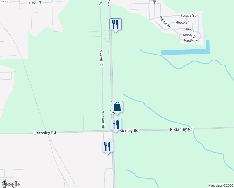 map of restaurants, bars, coffee shops, grocery stores, and more near 7134 Dort Highway in Mount Morris