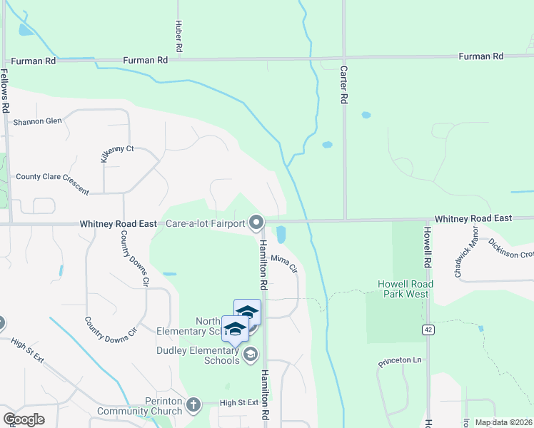 map of restaurants, bars, coffee shops, grocery stores, and more near 3 Lanaray Park in Fairport